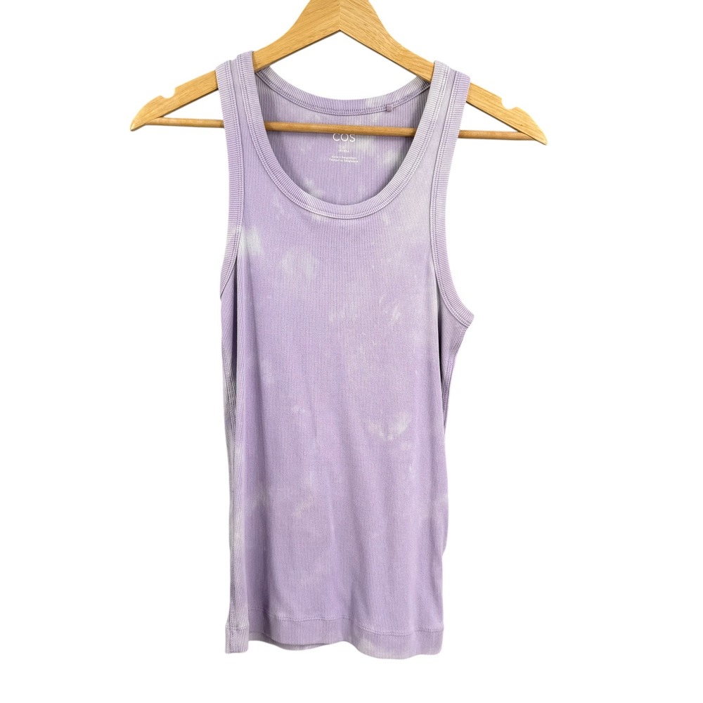 COS Ribbed Tank Top Womens Size Small Purple Tie Dye Sleeveless Scoop Neck